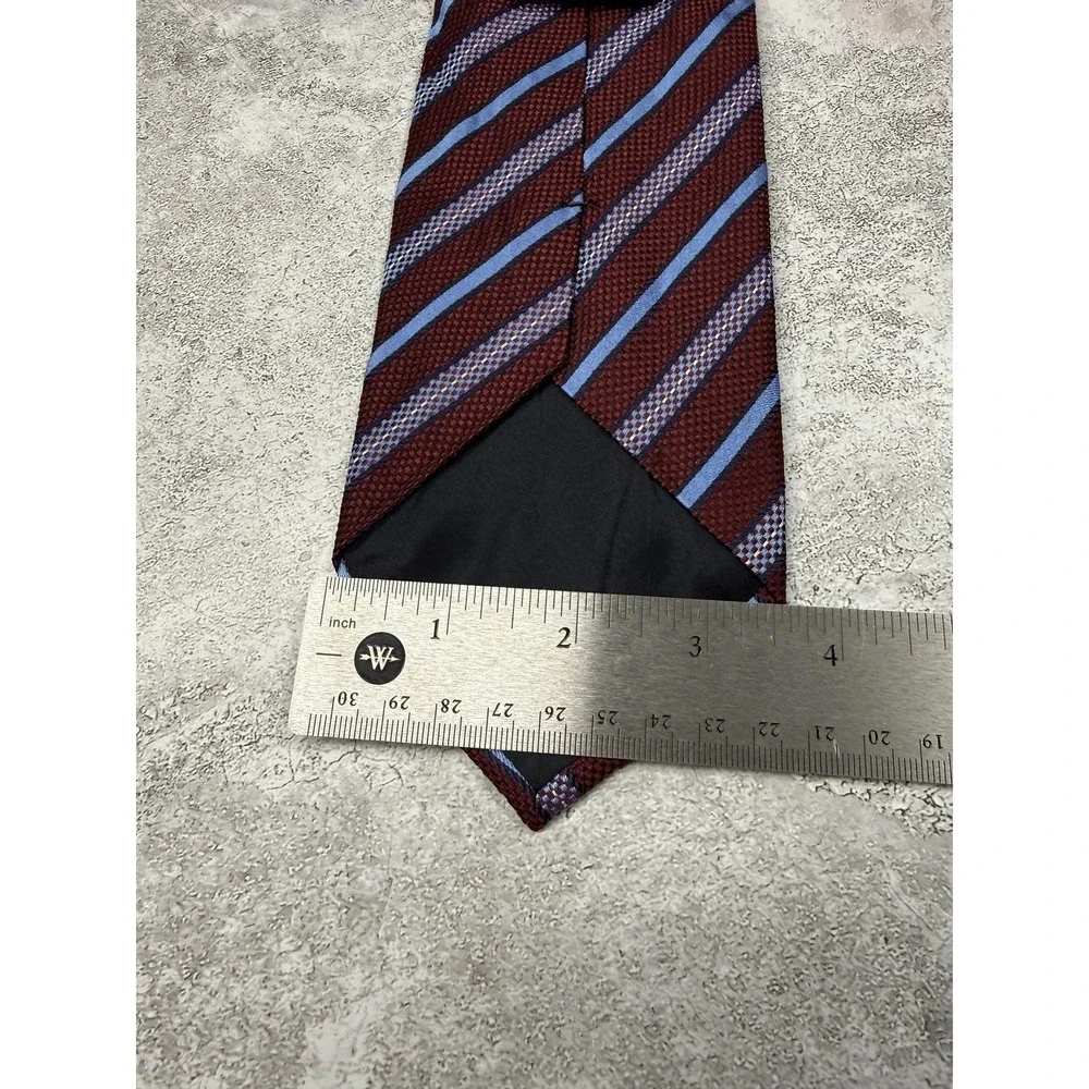Giulia Visconti Silk Tie Mens One Size Red Striped Pointed Made In Italy Necktie